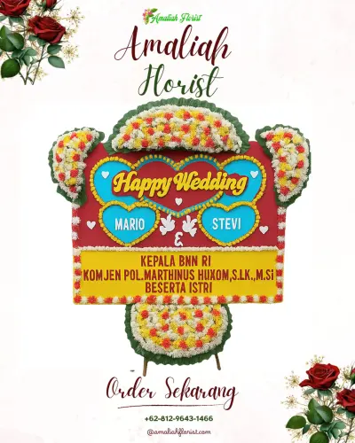 Karangan Papan Bunga Pernikahan di Tangki